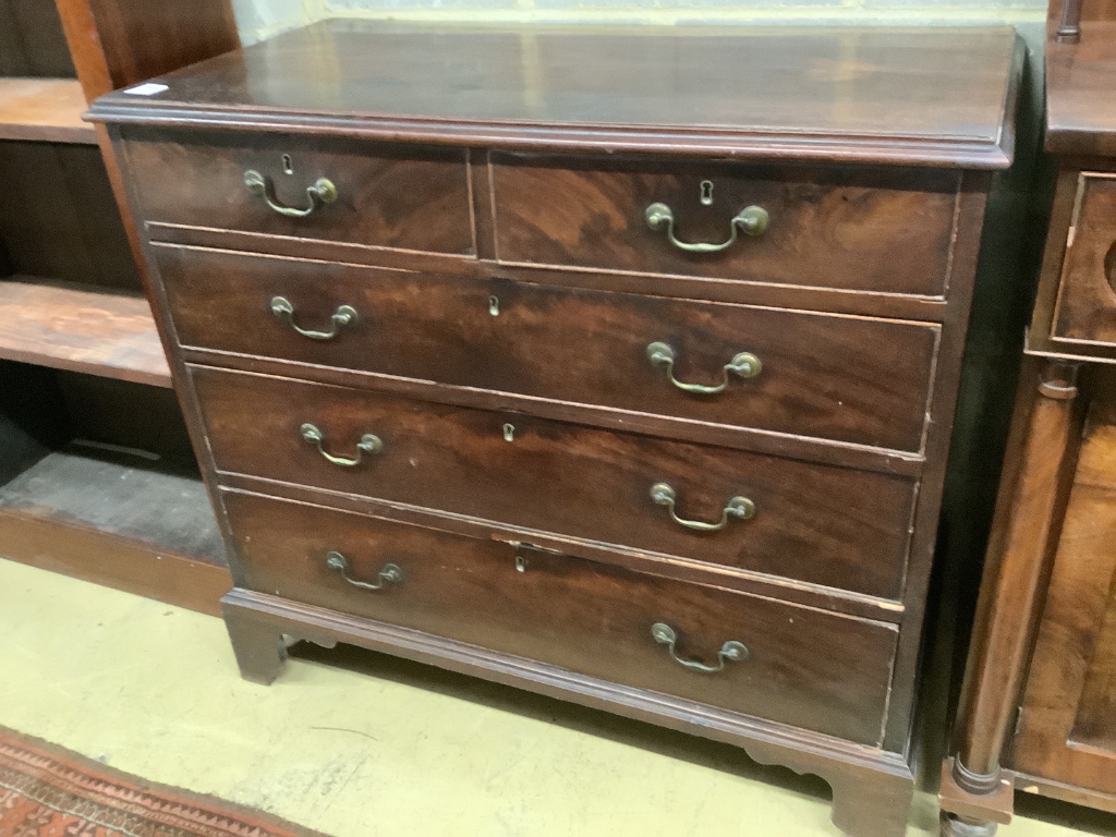 A George III mahogany chest of five drawers, width 102cm